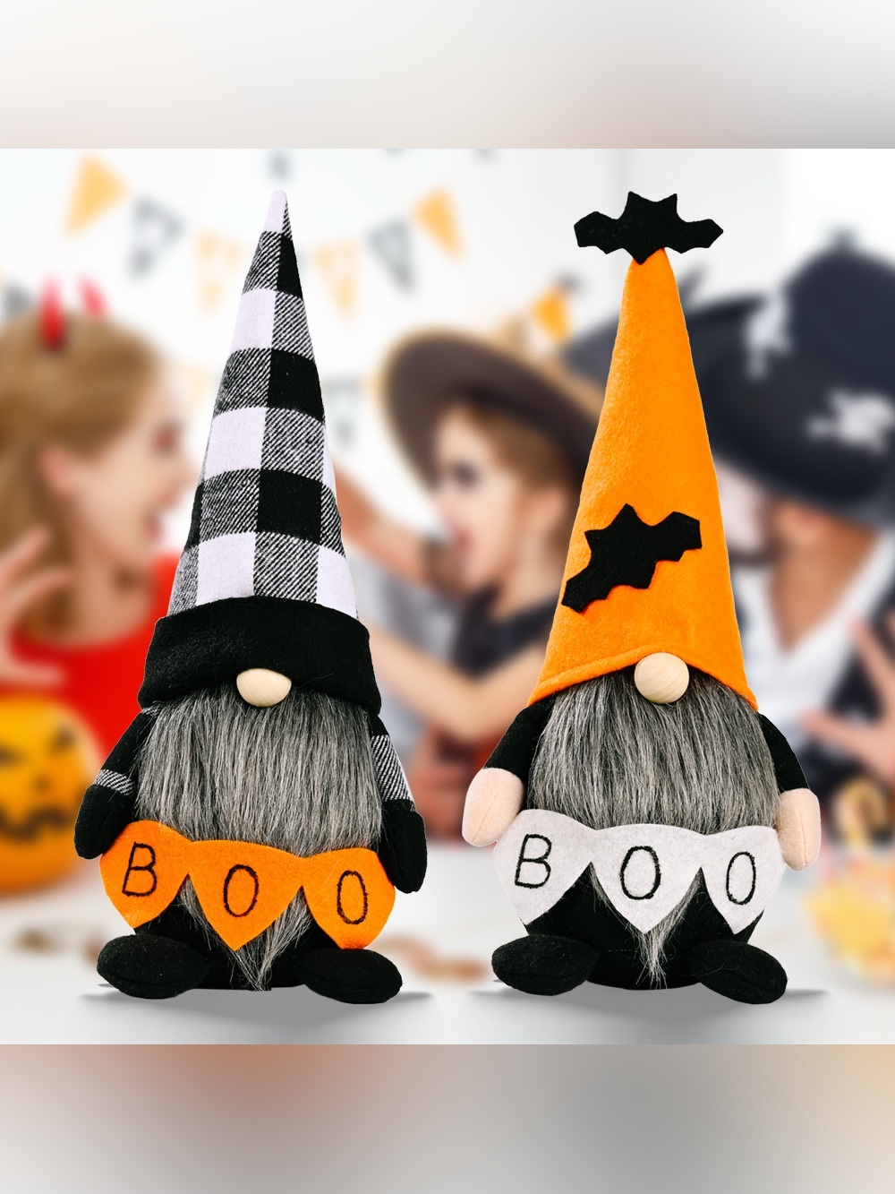 Halloween Decorative Gnome with 'BOO' Sign